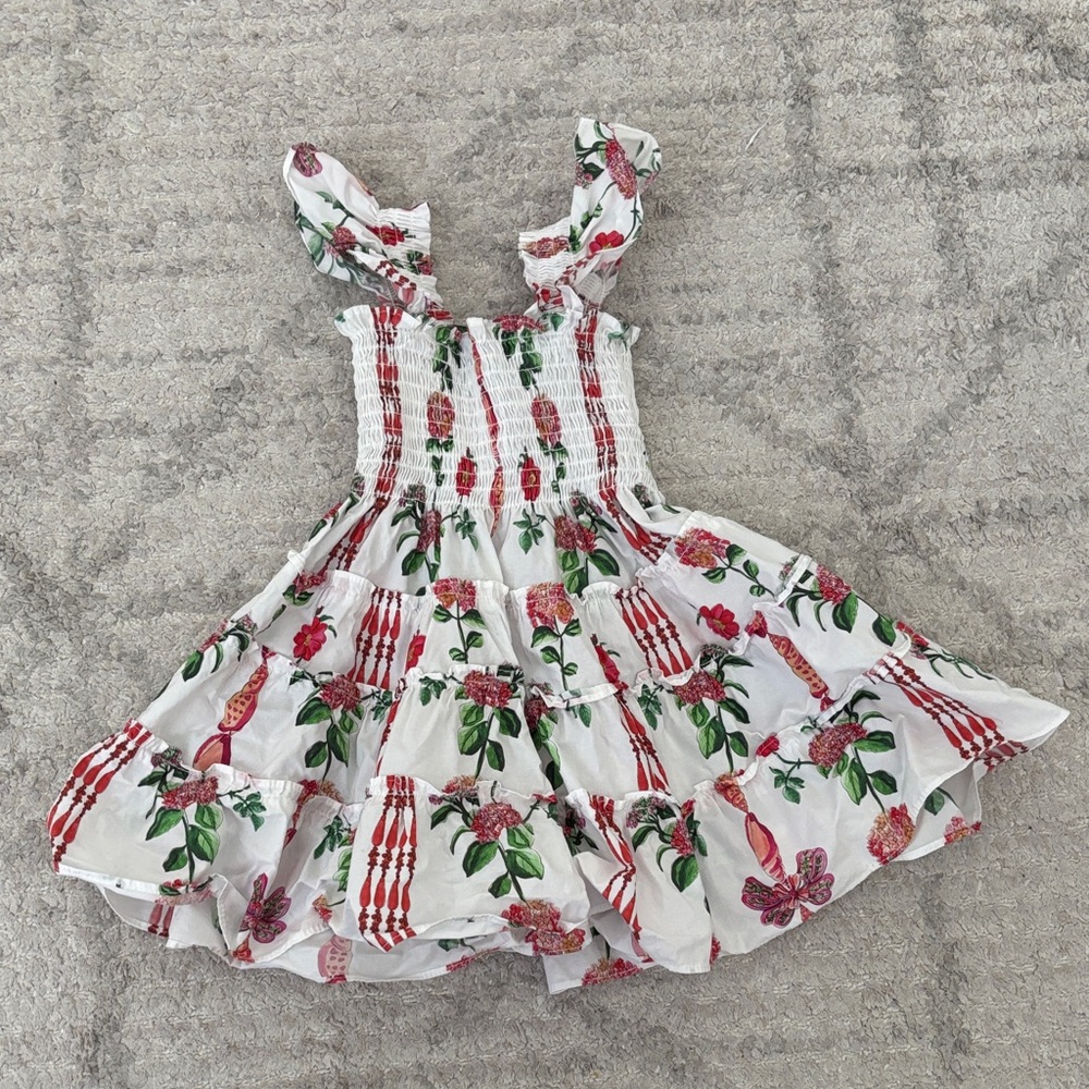 Hill House White and Red Floral Dress